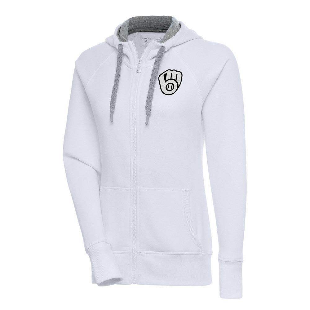 MLB Milwaukee Brewers Antigua Women's Brushed Metallic Victory Full-Zip Hoodie