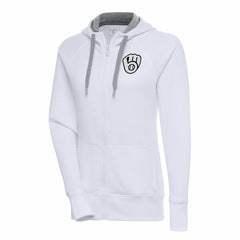 MLB Milwaukee Brewers Antigua Women's Brushed Metallic Victory Full-Zip Hoodie