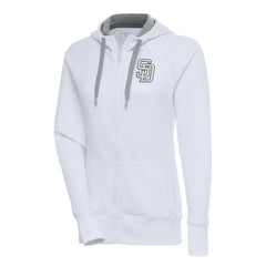 MLB San Diego Padres Antigua Women's Brushed Metallic Victory Full-Zip Hoodie
