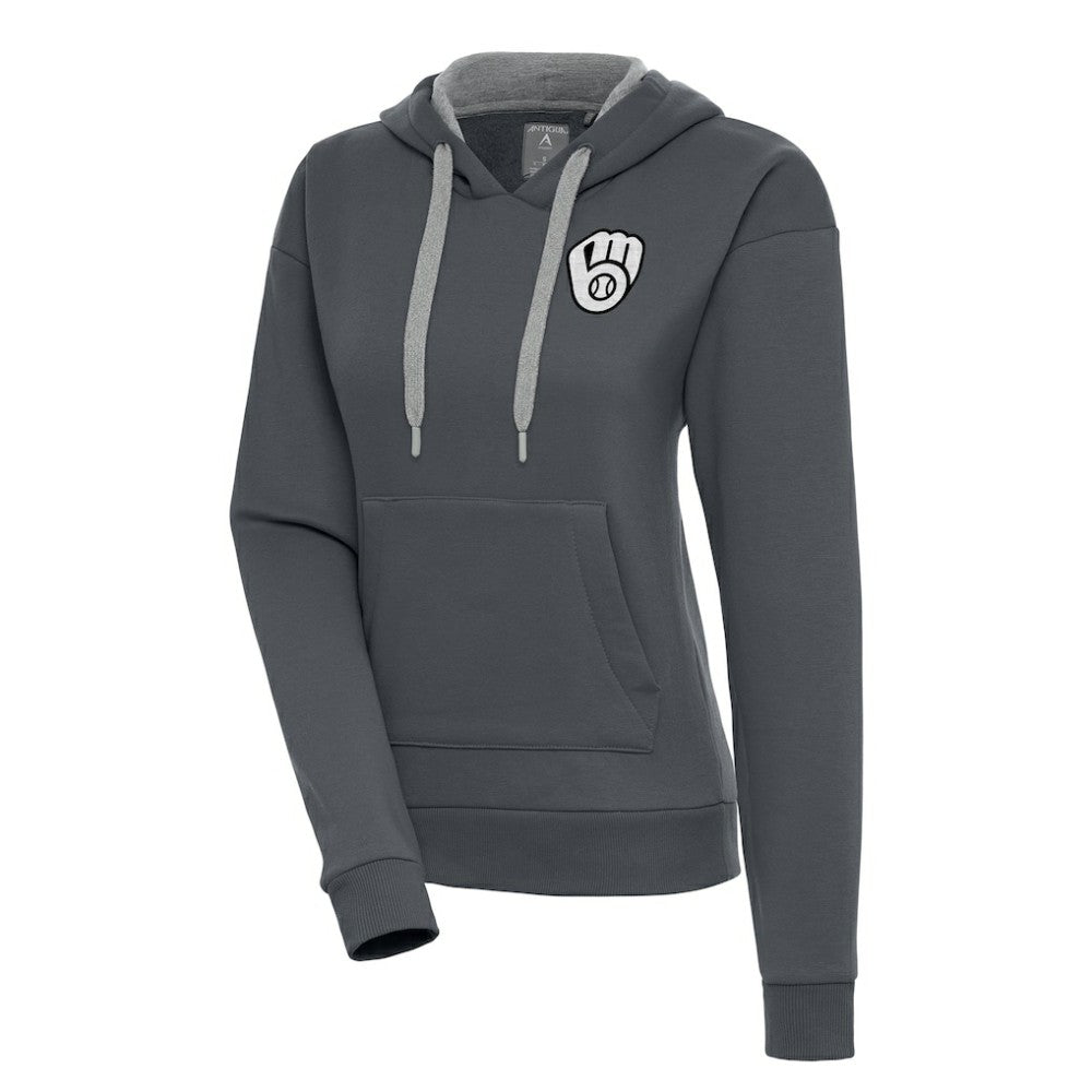 MLB Milwaukee Brewers Antigua Women's Brushed Metallic Victory Pullover Hoodie