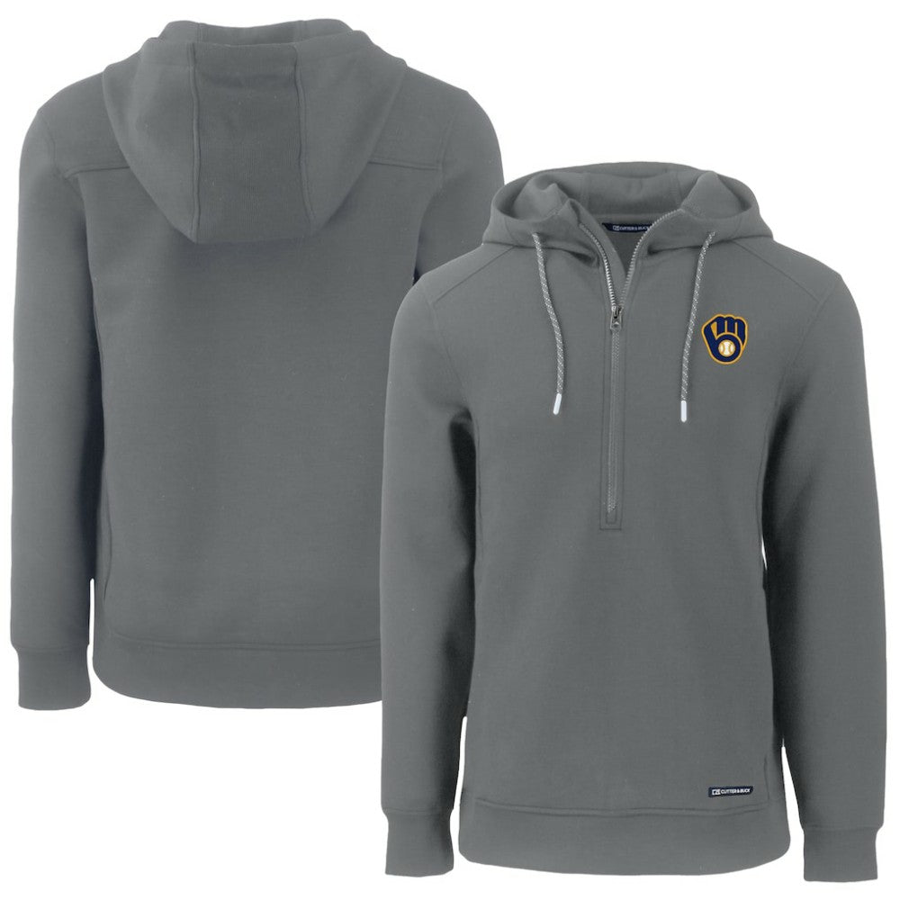 MLB Milwaukee Brewers Cutter & Buck Roam Eco Half-Zip Recycled Pullover Hoodie