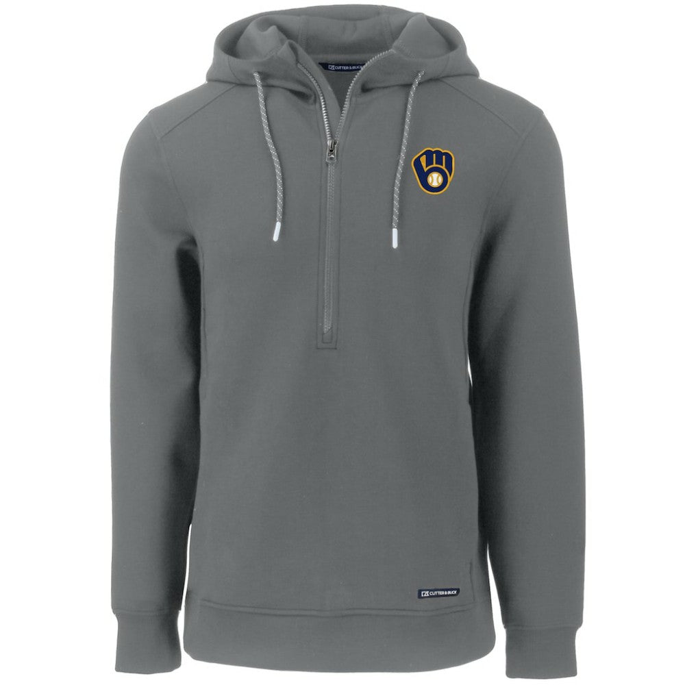 MLB Milwaukee Brewers Cutter & Buck Roam Eco Half-Zip Recycled Pullover Hoodie
