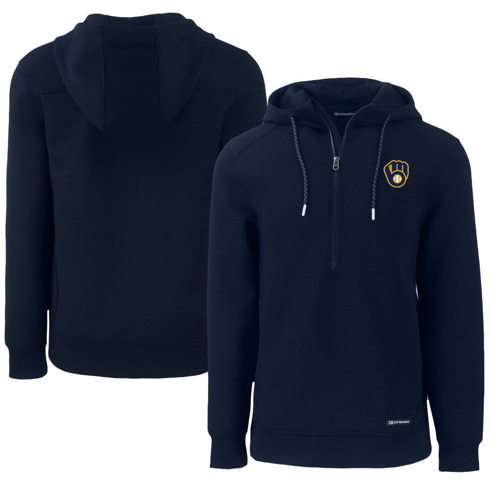 MLB Milwaukee Brewers Cutter & Buck Roam Eco Half-Zip Recycled Pullover Hoodie