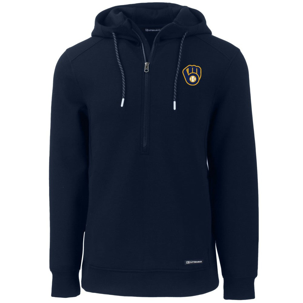 MLB Milwaukee Brewers Cutter & Buck Roam Eco Half-Zip Recycled Pullover Hoodie