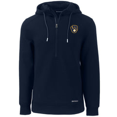 MLB Milwaukee Brewers Cutter & Buck Roam Eco Half-Zip Recycled Pullover Hoodie