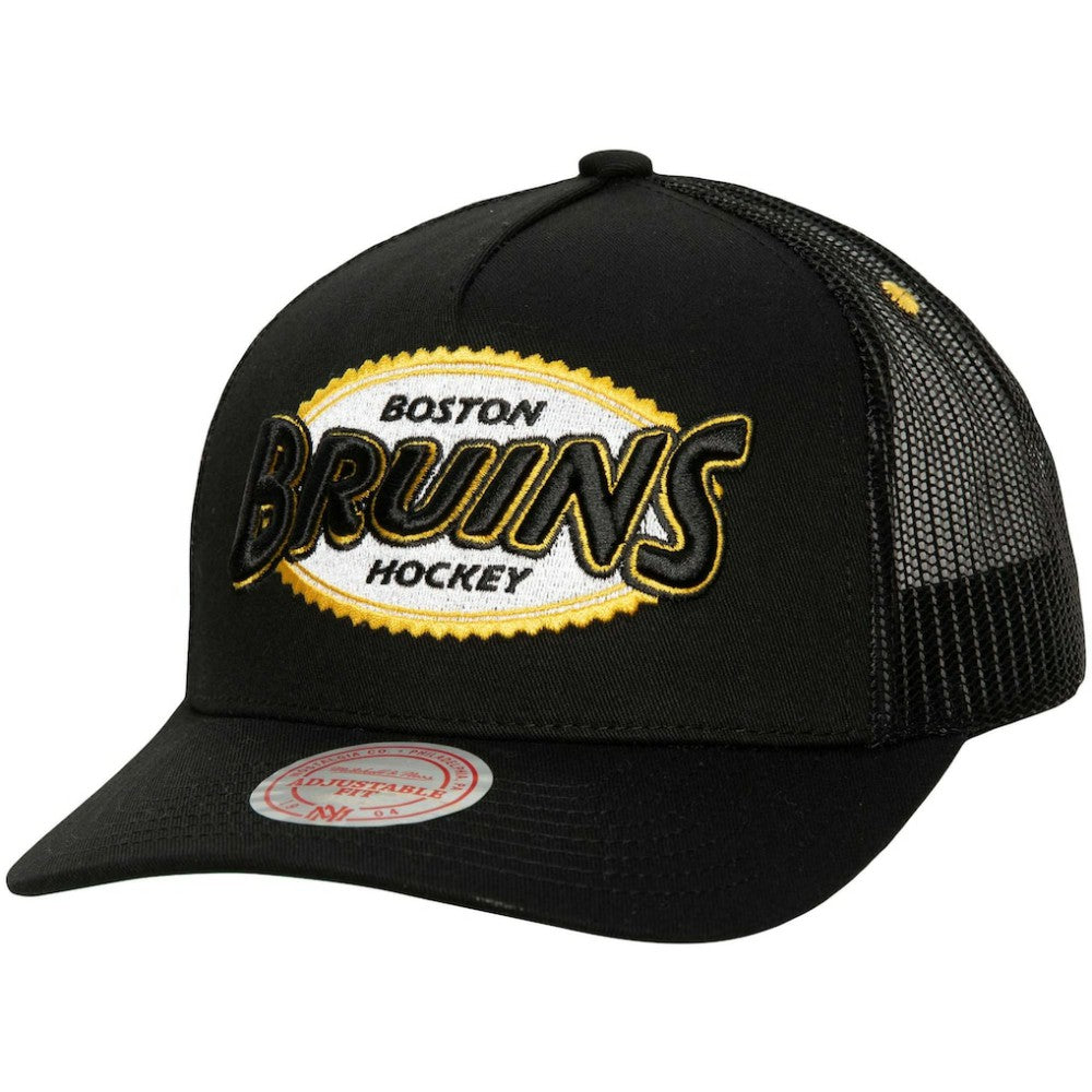 NHL Black Boston Bruins Mitchell & Ness Team Seal Trucker Snapback Hat
