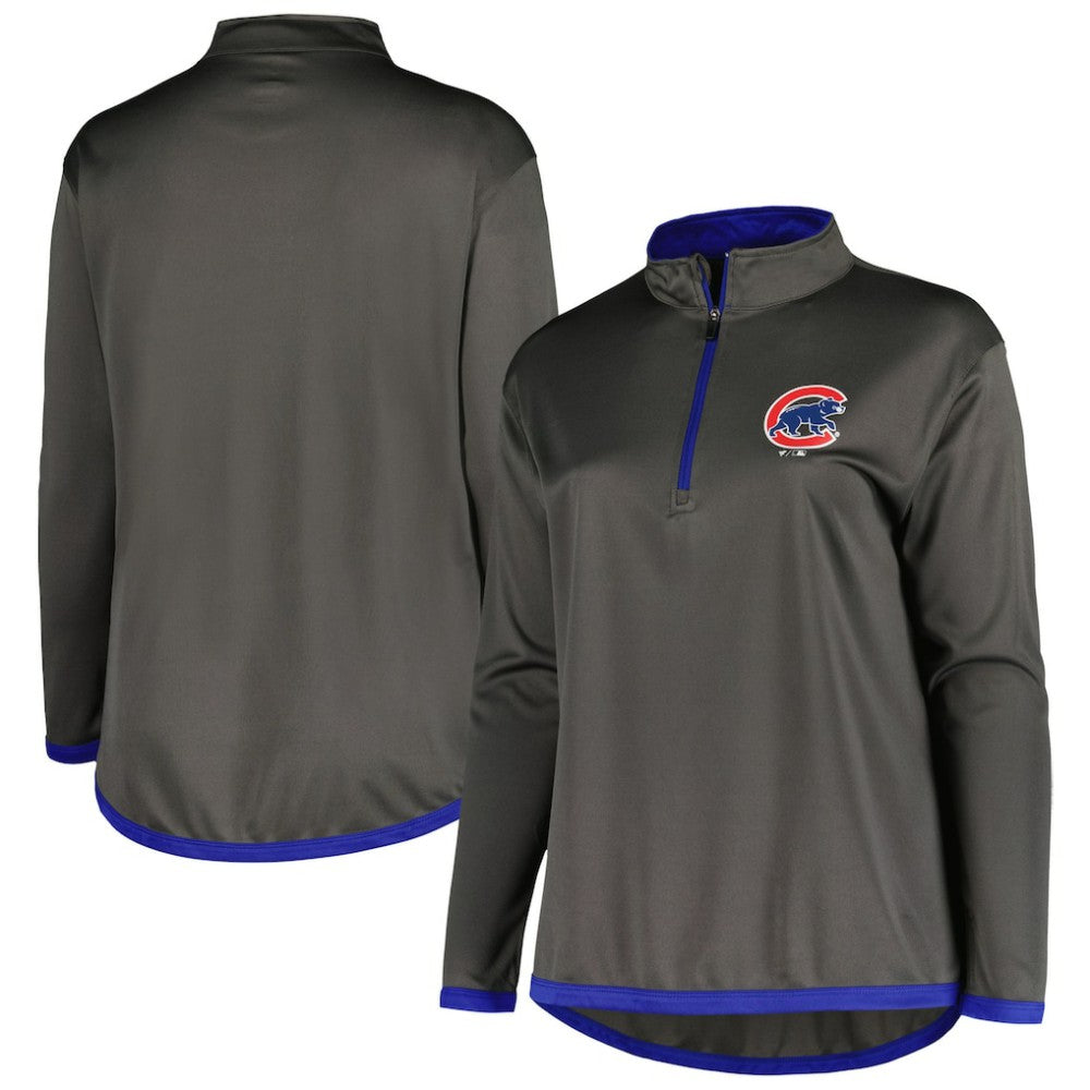 MLB Chicago Cubs Profile Women's Plus Size Quarter-Zip Jacket