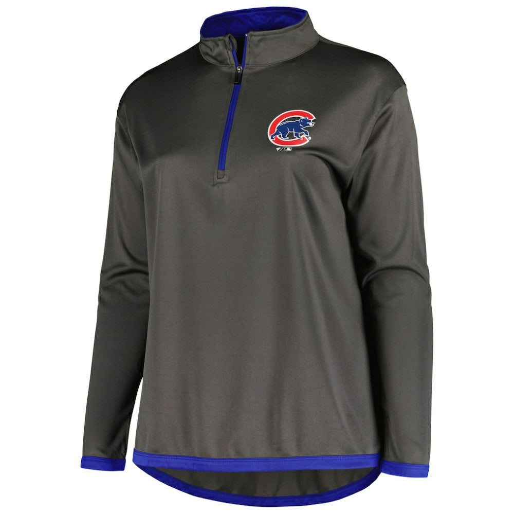 MLB Chicago Cubs Profile Women's Plus Size Quarter-Zip Jacket