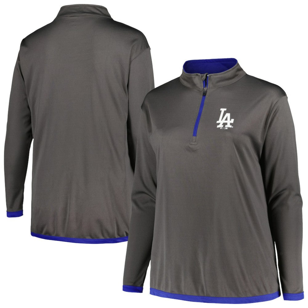 MLB Los Angeles Dodgers Profile Women's Plus Size Quarter-Zip Jacket