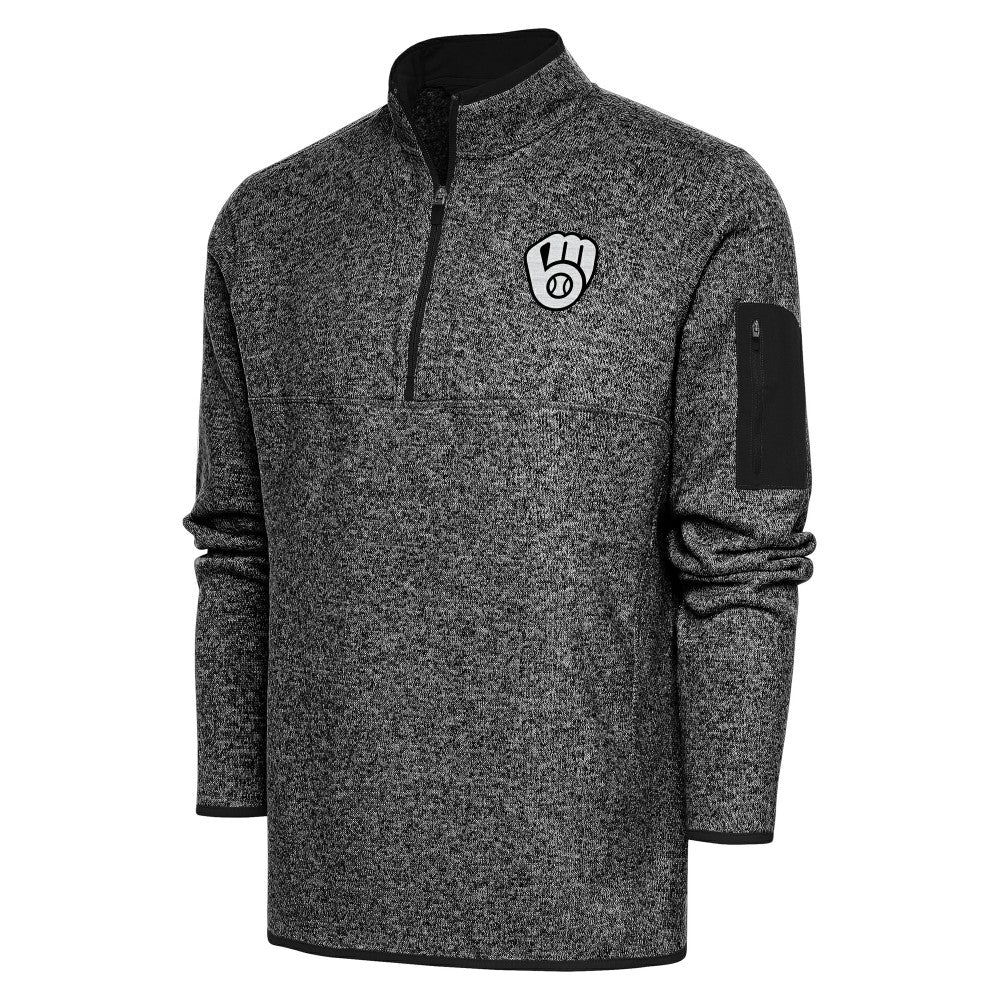 MLB Milwaukee Brewers Antigua Metallic Fortune Quarter-Zip Pullover Jacket