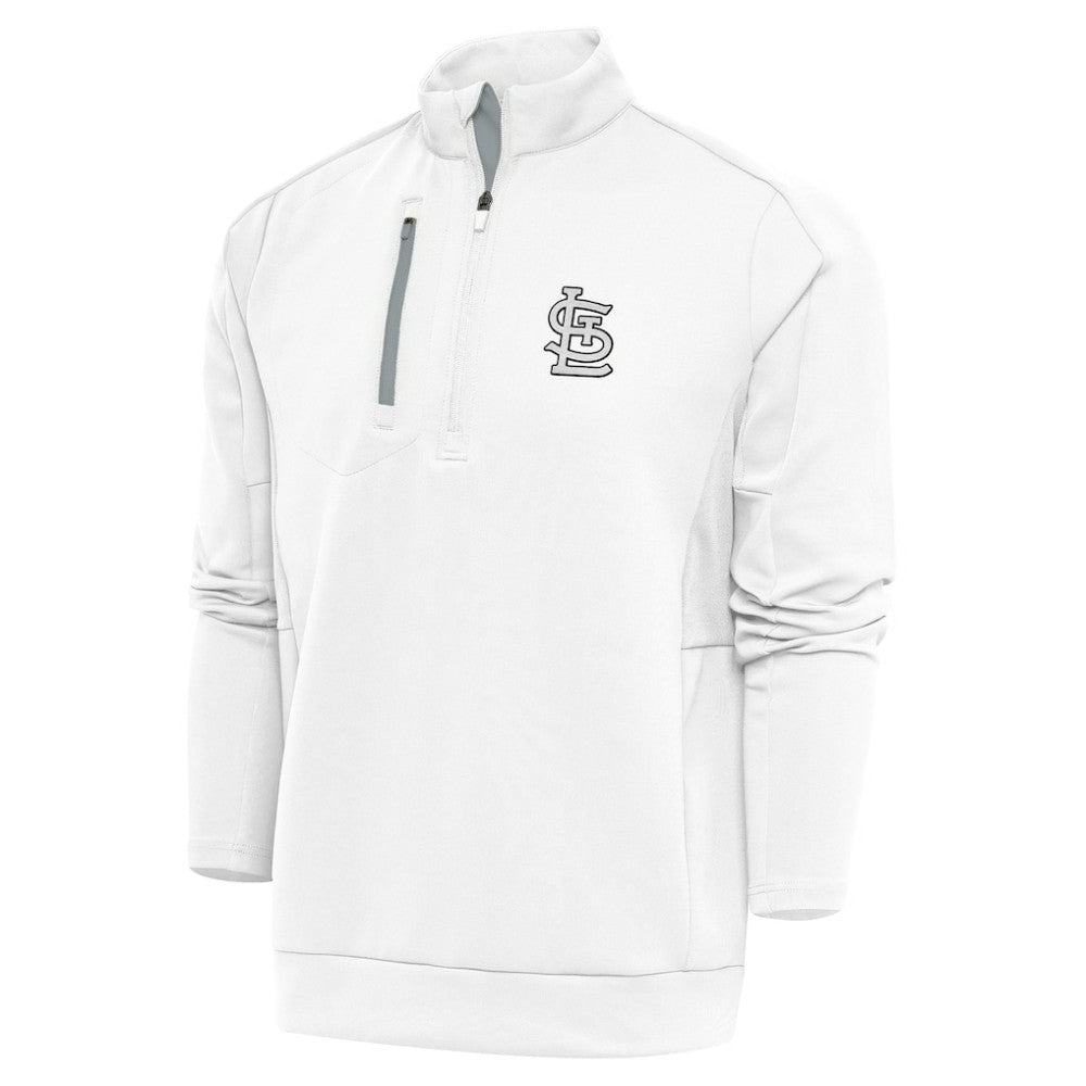 MLB St. Louis Cardinals Antigua Metallic Generation Quarter-Zip Pullover Top