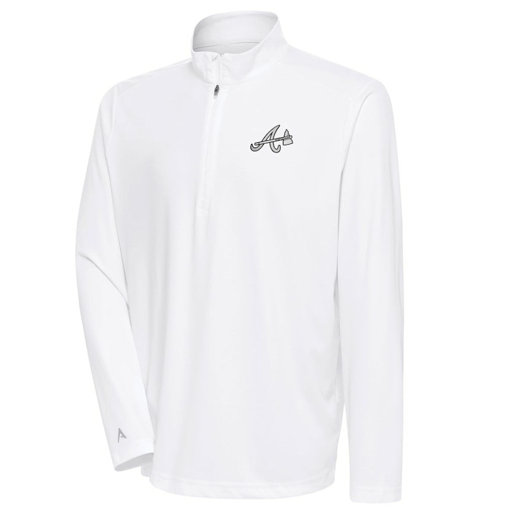 MLB Atlanta Braves Antigua Metallic Tribute Quarter-Zip Top
