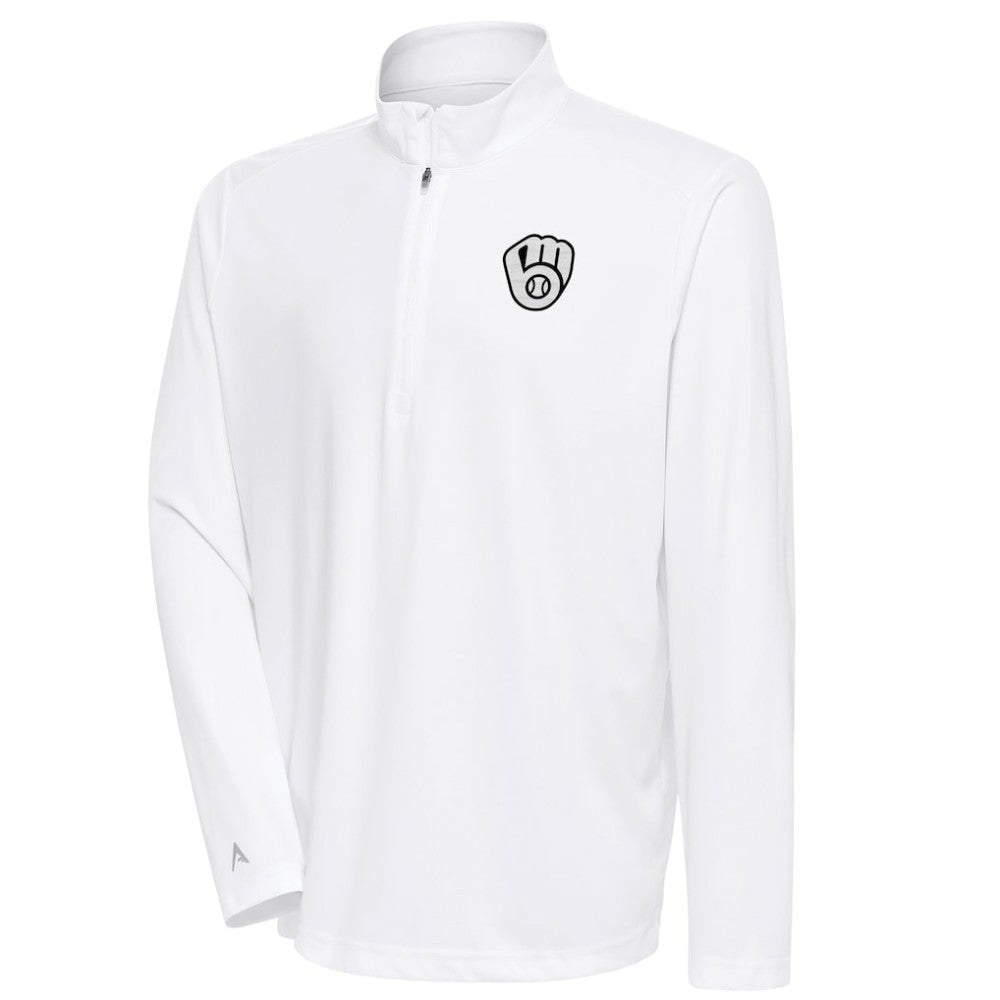 MLB Milwaukee Brewers Antigua Metallic Tribute Quarter-Zip Top