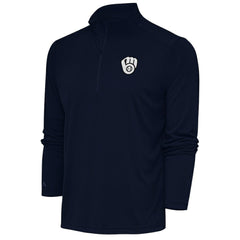 MLB Milwaukee Brewers Antigua Metallic Tribute Quarter-Zip Top