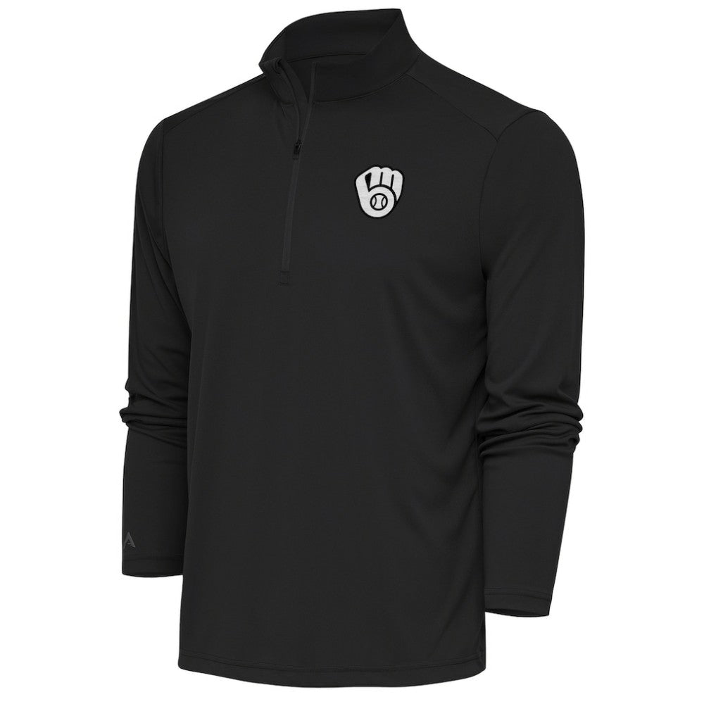 MLB Milwaukee Brewers Antigua Metallic Tribute Quarter-Zip Top