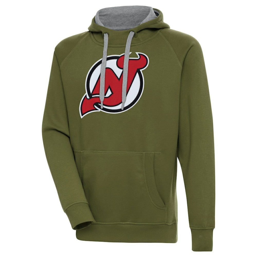 NHL Olive New Jersey Devils Antigua Victory Pullover Hoodie