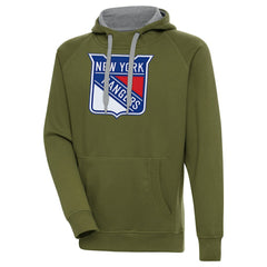 NHL Olive New York Rangers Antigua Victory Pullover Hoodie