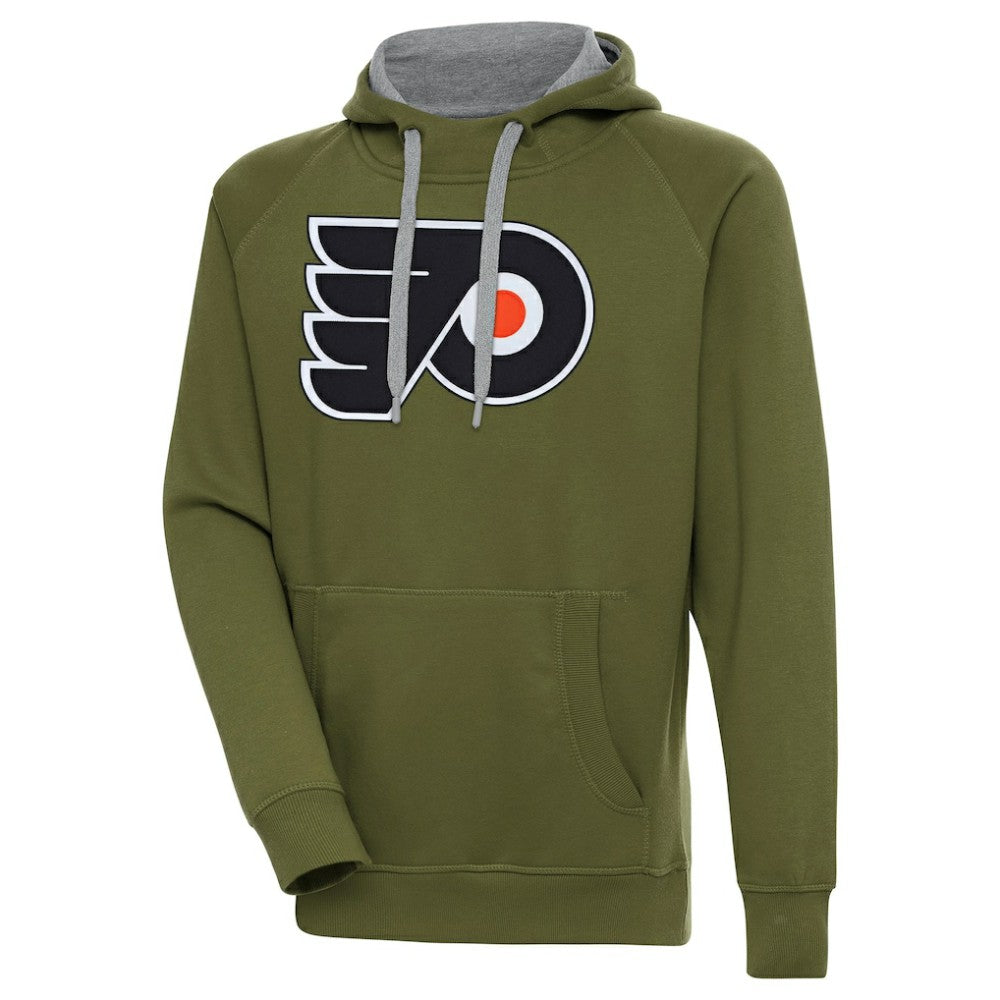 NHL Olive Philadelphia Flyers Antigua Victory Pullover Hoodie