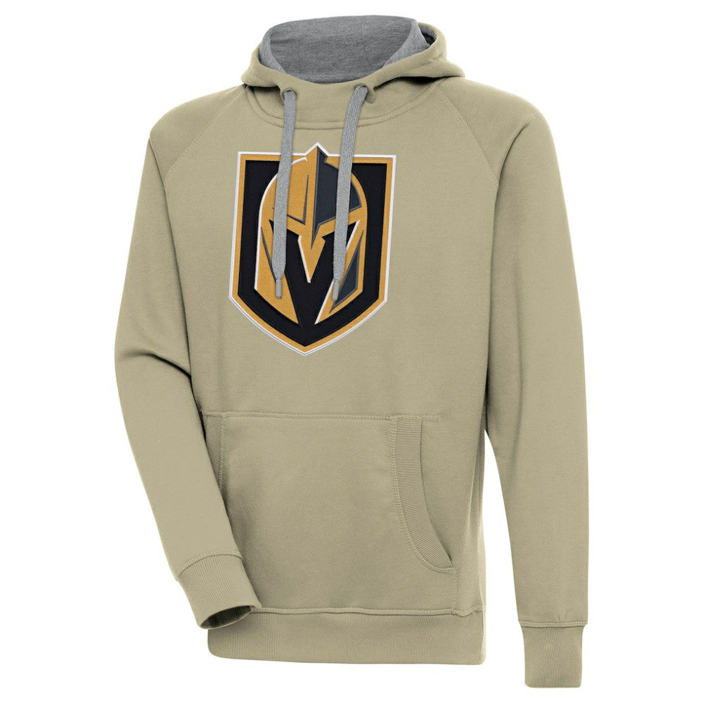 NHL Khaki Vegas Golden Knights Antigua Victory Pullover Hoodie