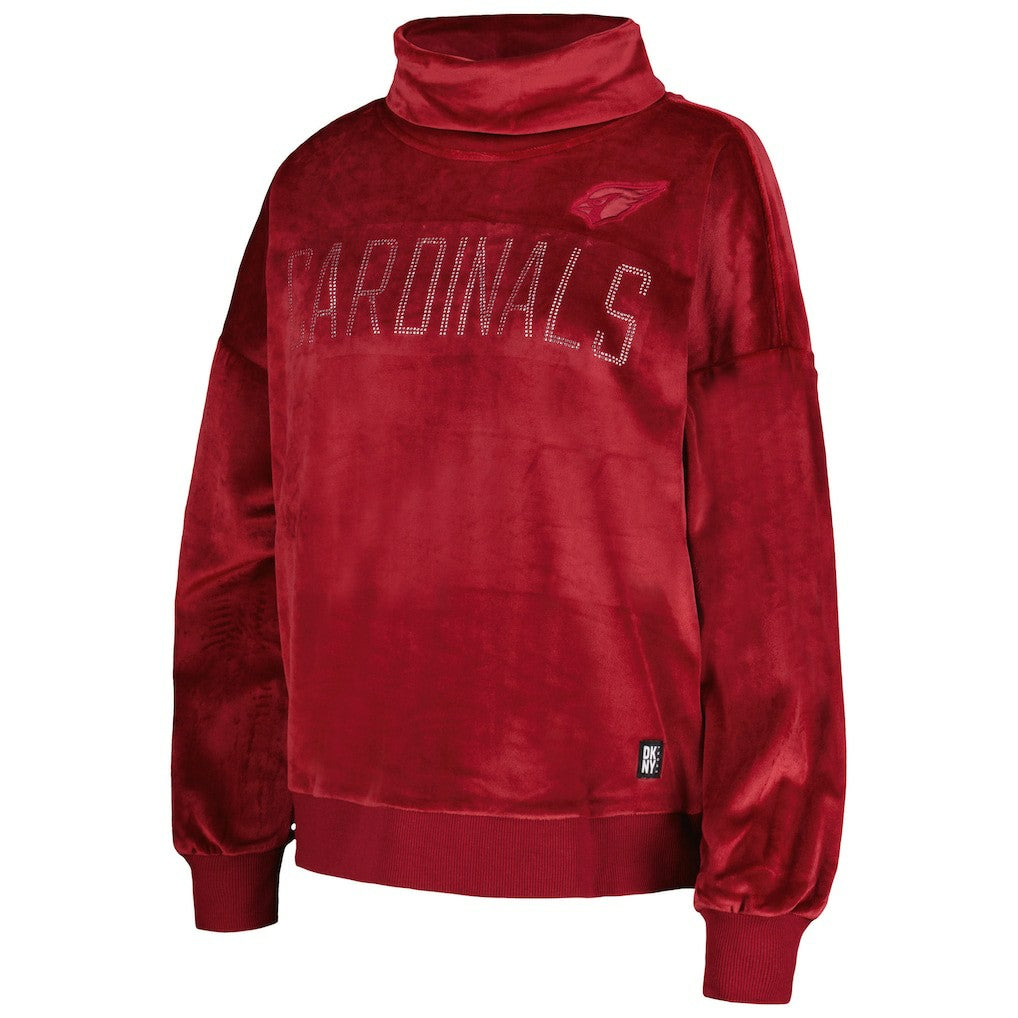 DKNY Sport Women's Deliliah Rhinestone Funnel Neck Pullover Sweatshirt - Arizona Cardinals
