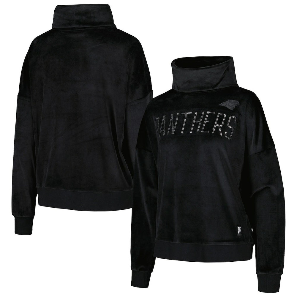 DKNY Sport Women's Deliliah Rhinestone Funnel Neck Pullover Sweatshirt - Carolina Panthers