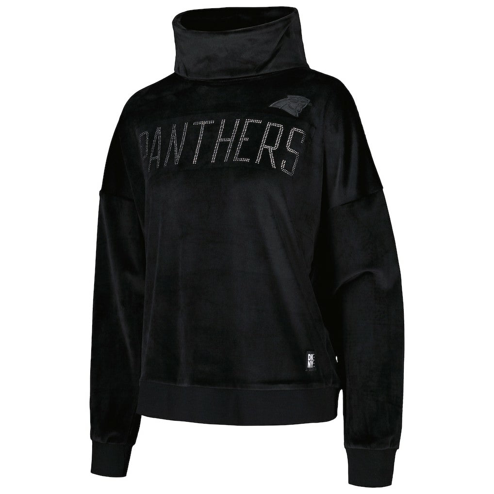 DKNY Sport Women's Deliliah Rhinestone Funnel Neck Pullover Sweatshirt - Carolina Panthers