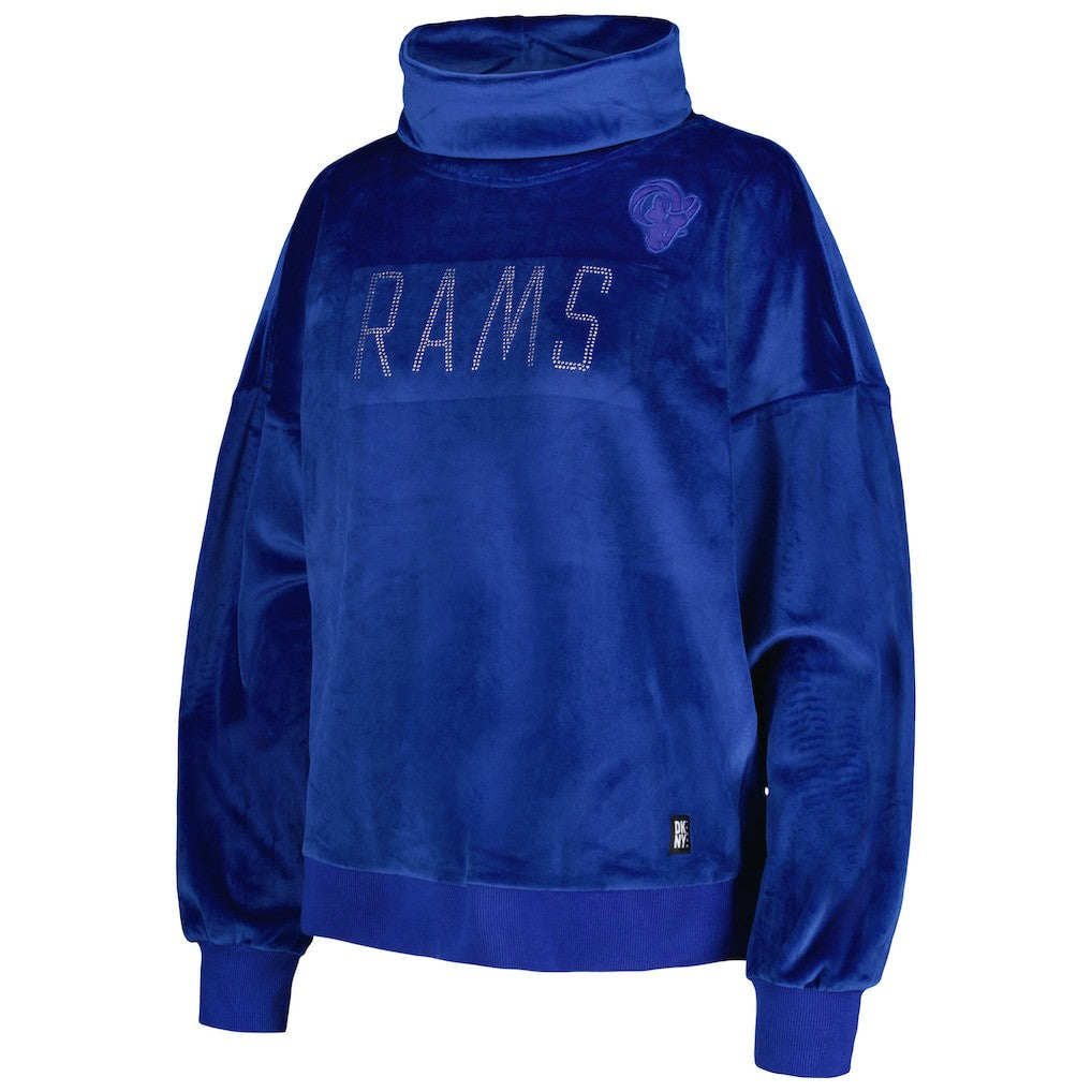 DKNY Sport Women's Deliliah Rhinestone Funnel Neck Pullover Sweatshirt - Los Angeles Rams