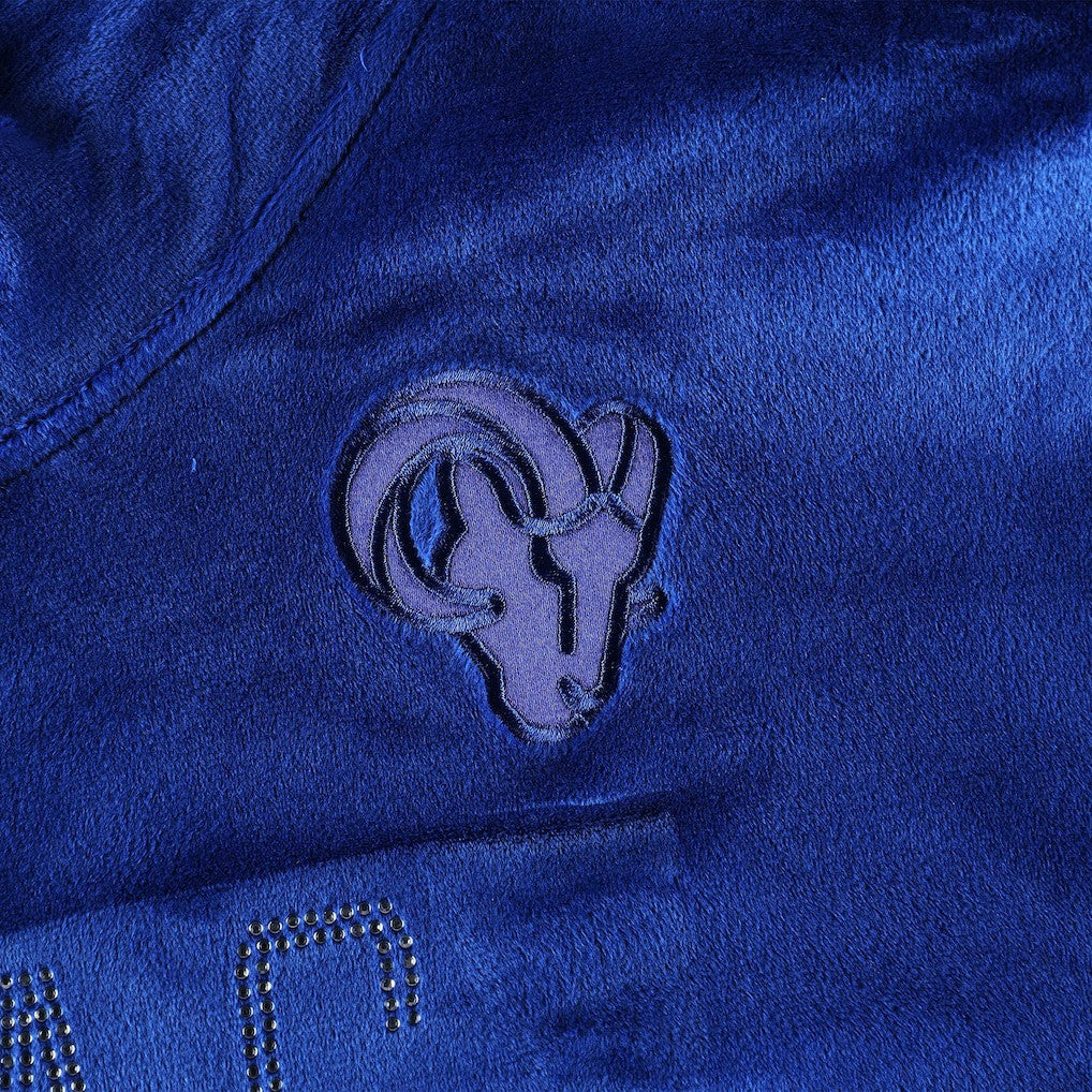 DKNY Sport Women's Deliliah Rhinestone Funnel Neck Pullover Sweatshirt - Los Angeles Rams