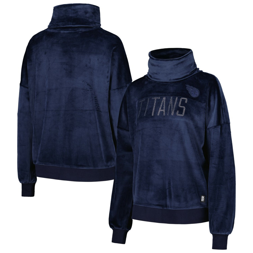 DKNY Sport Women's Deliliah Rhinestone Funnel Neck Pullover Sweatshirt - Tennessee Titans