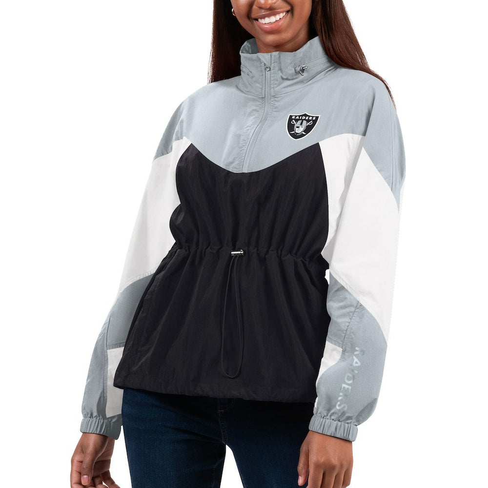 G-III 4Her by Carl Banks Women's Tie Breaker Lightweight Quarter-Zip Jacket - Las Vegas Raiders