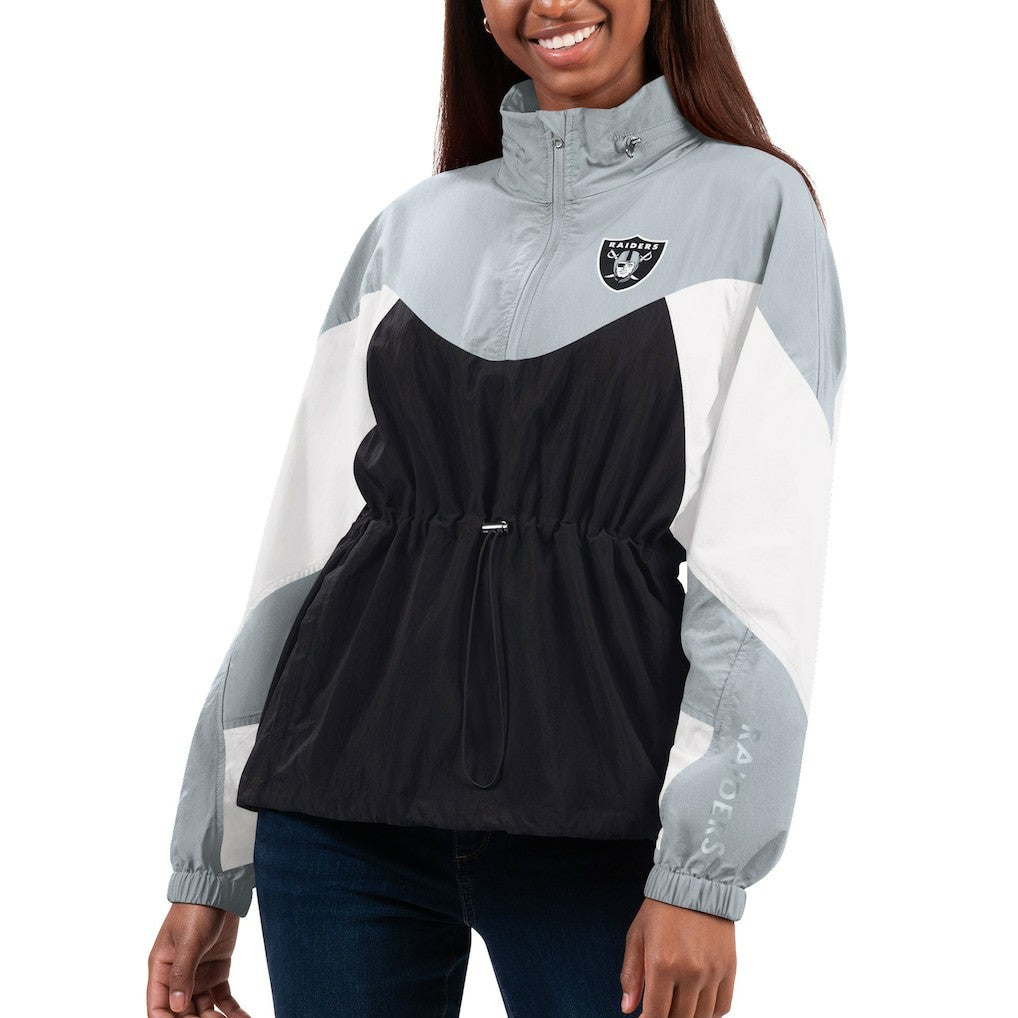 G-III 4Her by Carl Banks Women's Tie Breaker Lightweight Quarter-Zip Jacket - Las Vegas Raiders