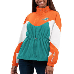 G-III 4Her by Carl Banks Women's Tie Breaker Lightweight Quarter-Zip Jacket - Miami Dolphins