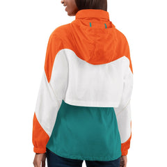 G-III 4Her by Carl Banks Women's Tie Breaker Lightweight Quarter-Zip Jacket - Miami Dolphins