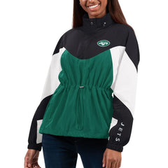 G-III 4Her by Carl Banks Women's Tie Breaker Lightweight Quarter-Zip Jacket - New York Jets