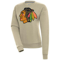 NHL Khaki Chicago Blackhawks Antigua Women's Victory Pullover Sweatshirt