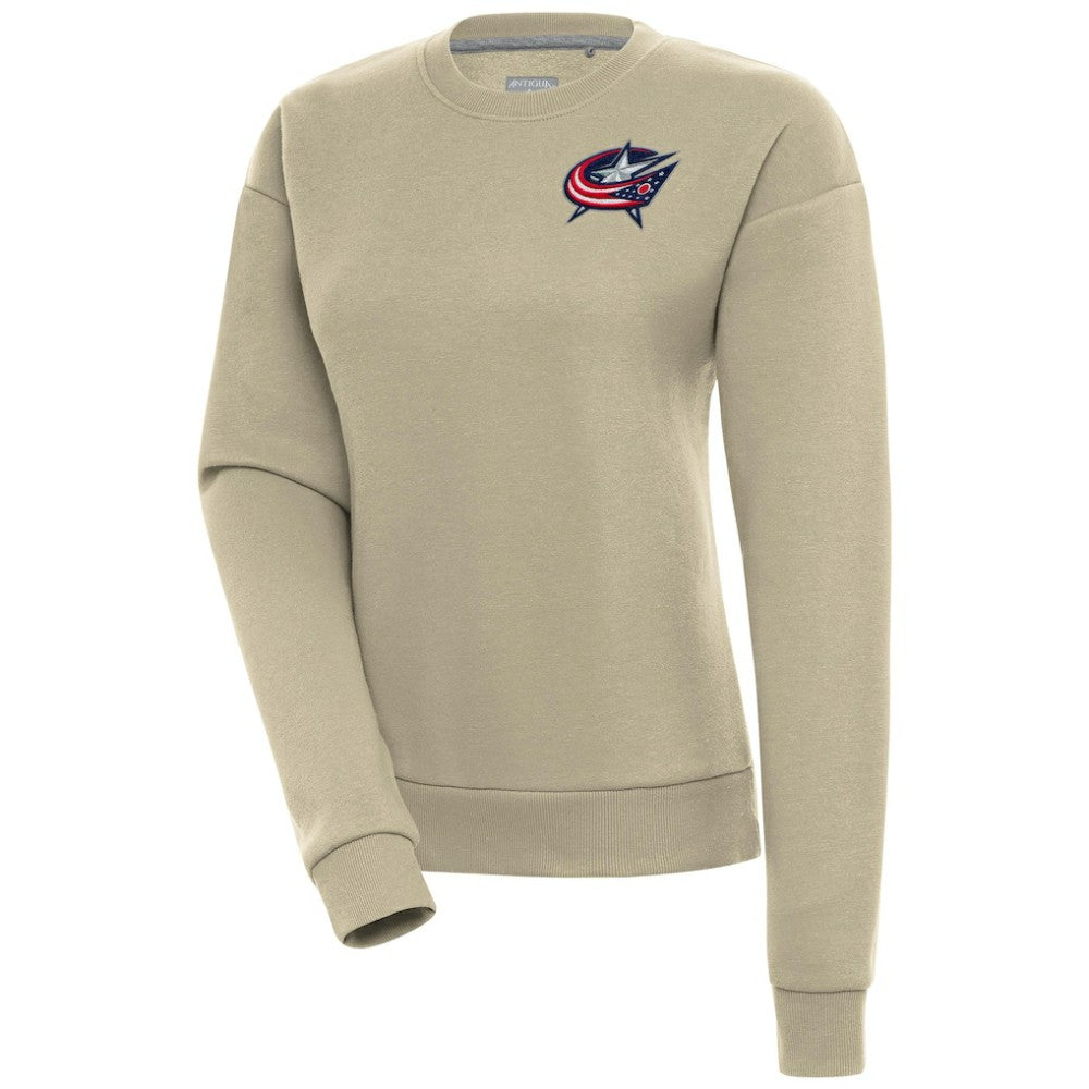NHL Khaki Columbus Blue Jackets Antigua Women's Victory Pullover Sweatshirt