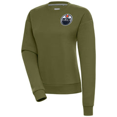 NHL Olive Edmonton Oilers Antigua Women's Victory Pullover Sweatshirt