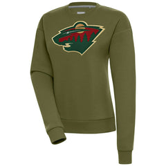 NHL Olive Minnesota Wild Antigua Women's Victory Pullover Sweatshirt