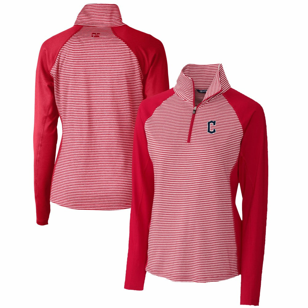 MLB Cleveland Guardians Cutter & Buck Women's DryTec Forge Tonal Stripe Half-Zip Top