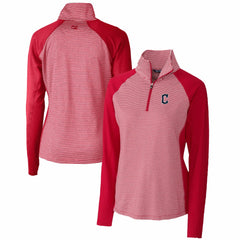 MLB Cleveland Guardians Cutter & Buck Women's DryTec Forge Tonal Stripe Half-Zip Top