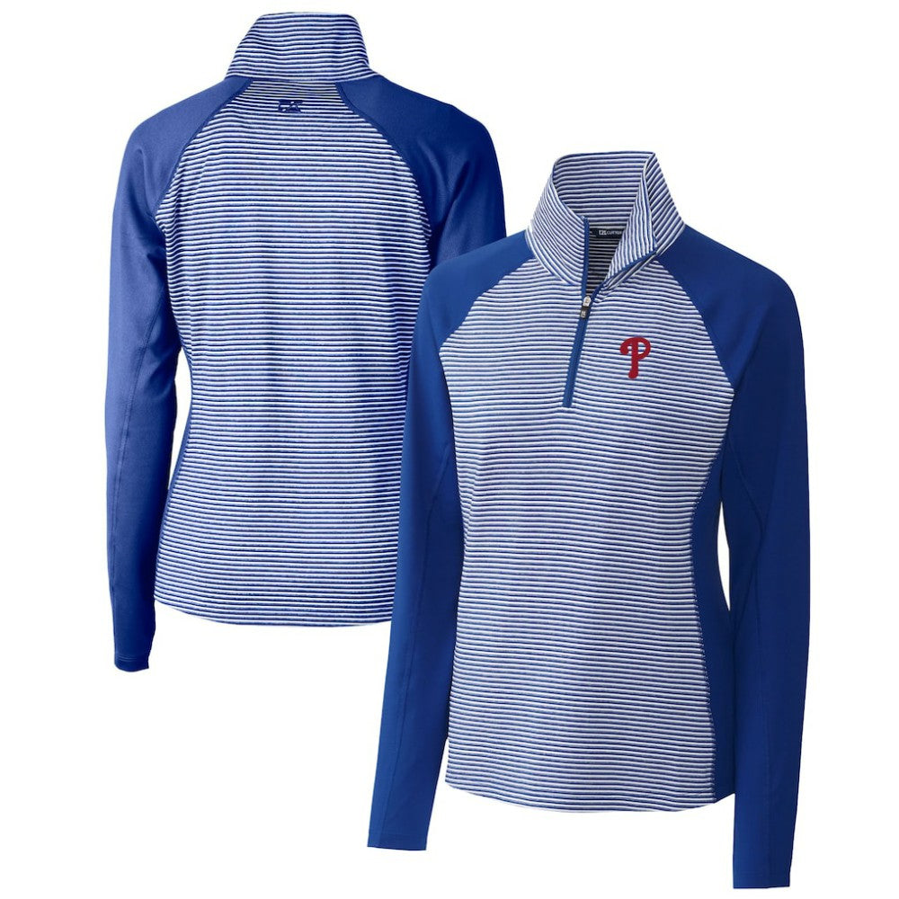 MLB Philadelphia Phillies Cutter & Buck Women's DryTec Forge Tonal Stripe Half-Zip Top