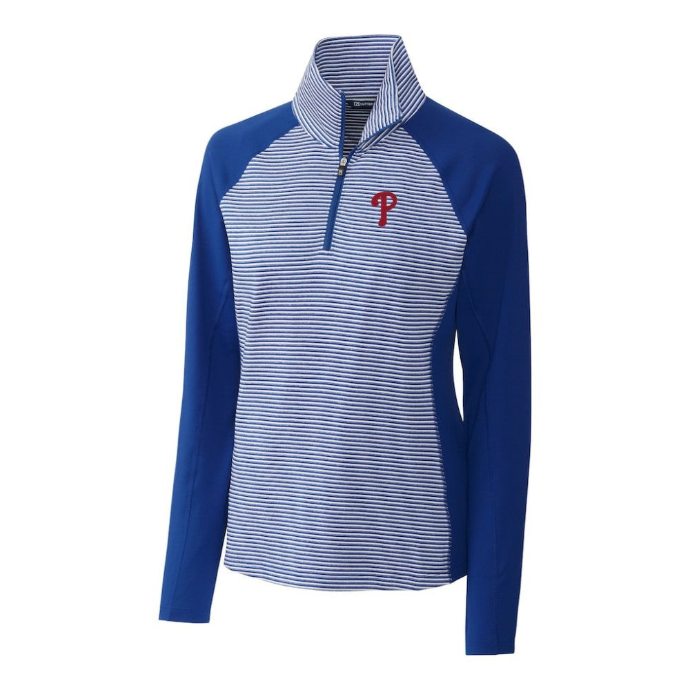 MLB Philadelphia Phillies Cutter & Buck Women's DryTec Forge Tonal Stripe Half-Zip Top