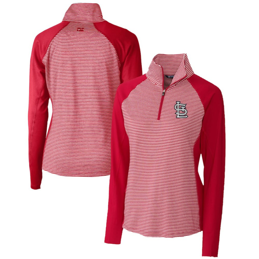 MLB St. Louis Cardinals Cutter & Buck Women's DryTec Forge Tonal Stripe Half-Zip Top