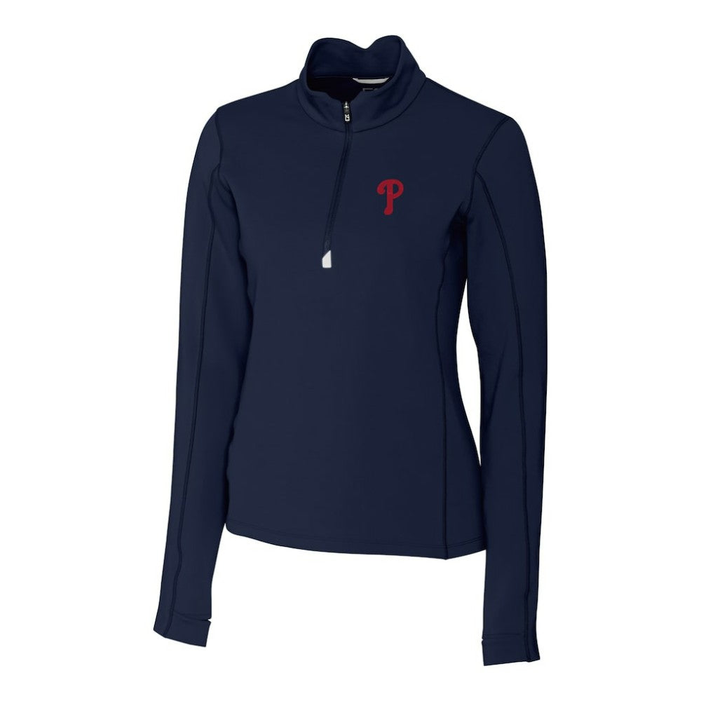 MLB Philadelphia Phillies Cutter & Buck Women's DryTec Traverse Stretch Quarter-Zip Pullover Top