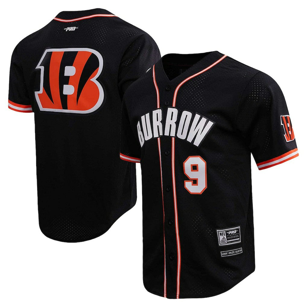 Joe Burrow  Pro Standard Mesh Baseball Button-Up T-Shirt - Cincinnati Bengals