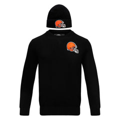 Pro Standard Crewneck Pullover Sweater & Cuffed Knit Hat Box Gift Set - Cleveland Browns