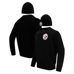 Pro Standard Crewneck Pullover Sweater & Cuffed Knit Hat Box Gift Set - Pittsburgh Steelers
