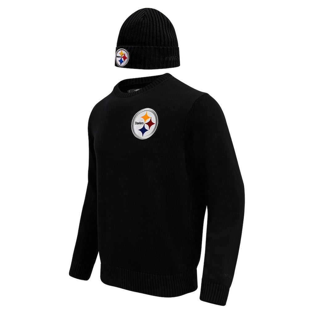 Pro Standard Crewneck Pullover Sweater & Cuffed Knit Hat Box Gift Set - Pittsburgh Steelers