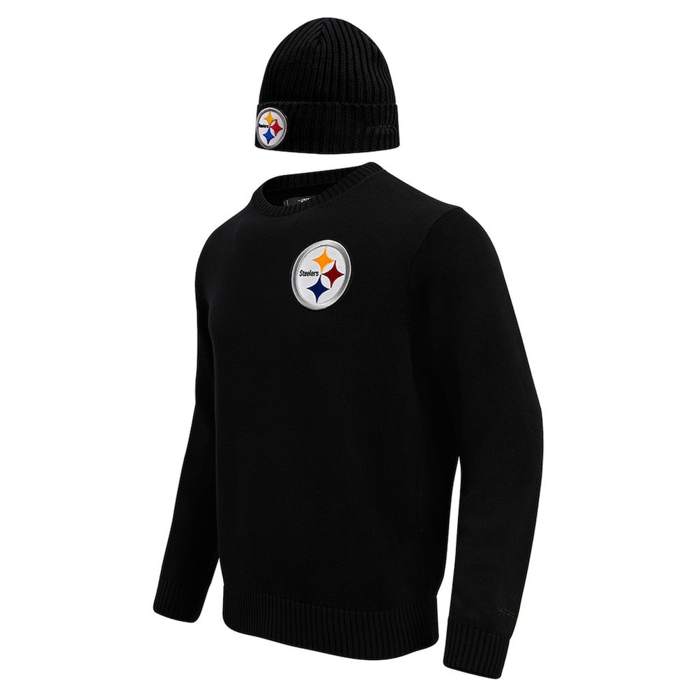 Pro Standard Crewneck Pullover Sweater & Cuffed Knit Hat Box Gift Set - Pittsburgh Steelers
