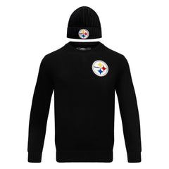 Pro Standard Crewneck Pullover Sweater & Cuffed Knit Hat Box Gift Set - Pittsburgh Steelers